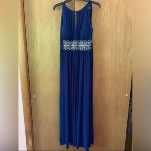 Floor length dark blue dress